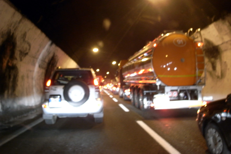 Stuck in a tunnel east of Genova, Italy