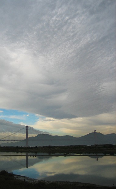 Golden Gate Bridge and reflection from Crissy Field