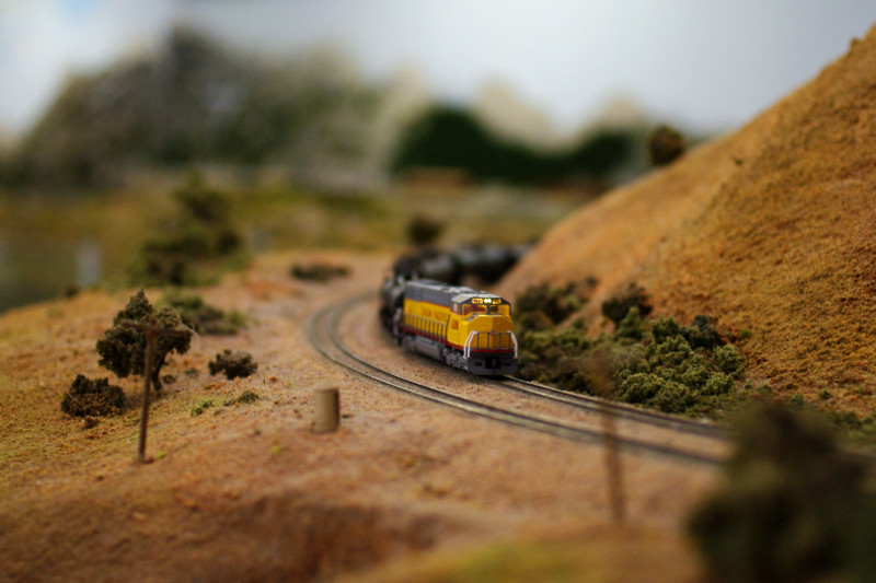 Model railroading yellow train