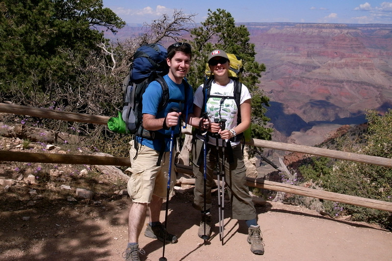 At the South Kaibab trailhead of the Grand Canyon, ready to go