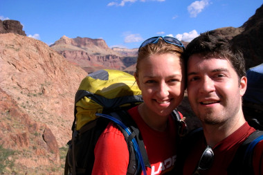 Stephanie and Justin still smiling as we hike up the Bright Angel Trail