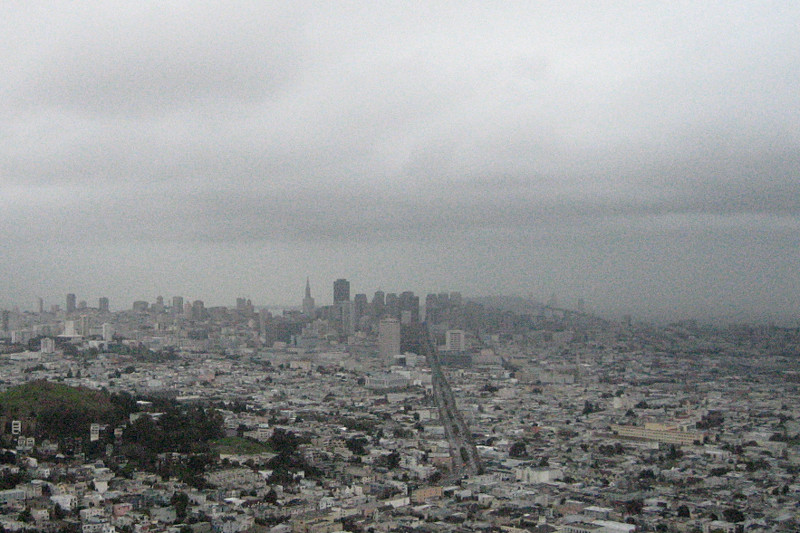 A gray San Francisco from as seen from Twin Peaks