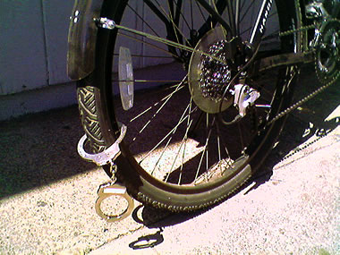 Handcuffs as bike lock