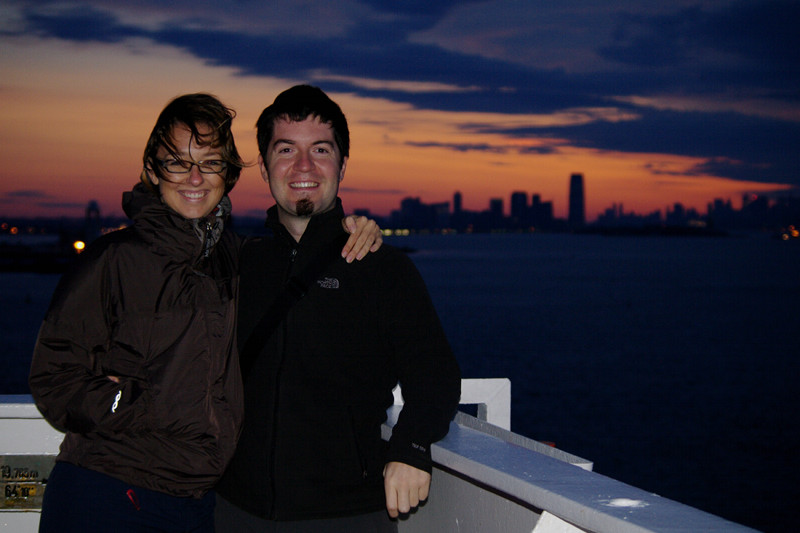 Stephanie and Justin enjoying the approach from the wings of the bridge of the Hanjin Palermo