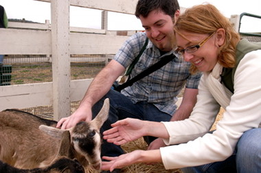Justin and Stephanie with the baby goats