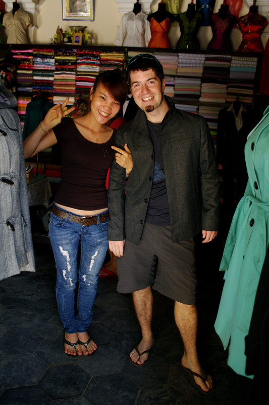 Justin posing with a jacket he had custom-made at Thinh Thanh in Hội An, Vietnam