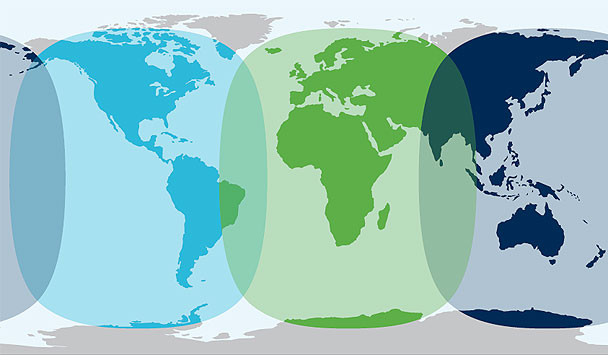 Inmarsat BGAN satellite coverage map