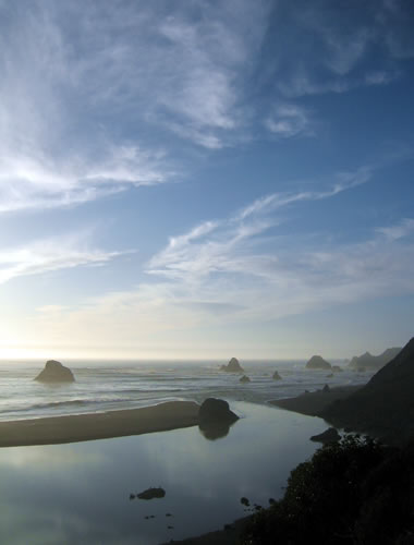 The mouth of the Russian River at the Pacific Ocean, near Jenner, California