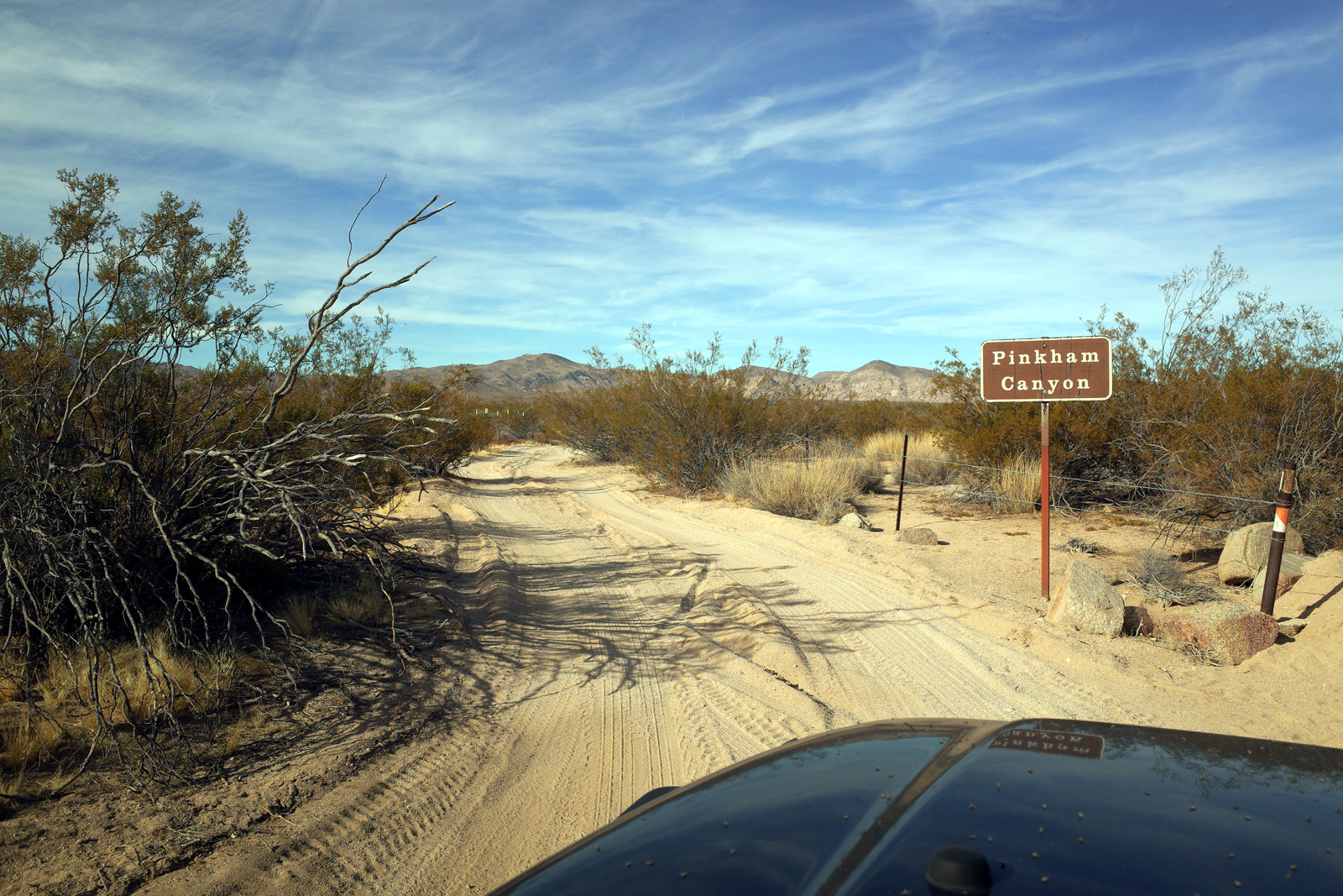 Sign at the beginning of Pinkham Canyon in Joshua Tree National Park