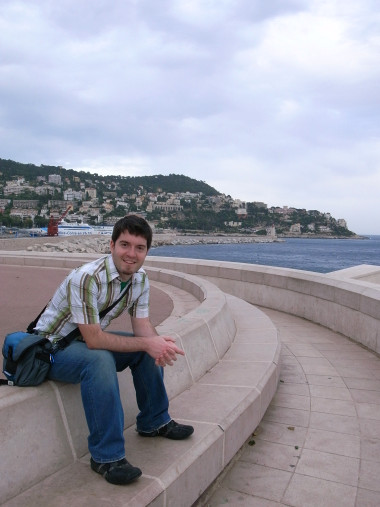 Justin just outside the Nice harbor