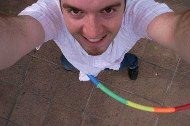 Justin self-portrait while hula hooping