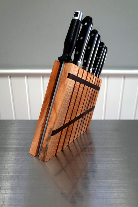 Custom knife block, designed by Justin Watt and built by Jimmy Essien of The Aurora Artisan