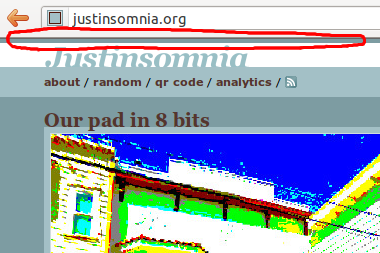 Justinsomnia screenshot showing weird blue bar
