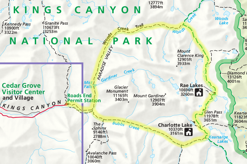 Rae Lakes Loop Map The Rae Lakes Loop - Justinsomnia