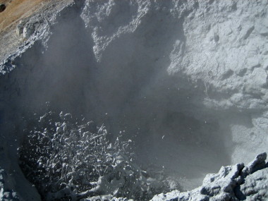 Closeup of the gurgling geothermal vent at the Lassen Volcanic National Park Sulphur Works