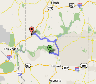 map from grand canyon to st. george