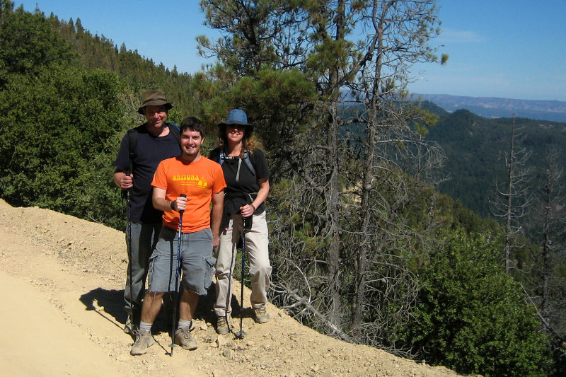 Marcus, Christy, and Justin hiking down from Mt. St. Helena
