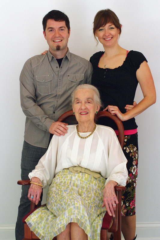 Justin, Stephanie, and Grandmommy on her 90th Birthday