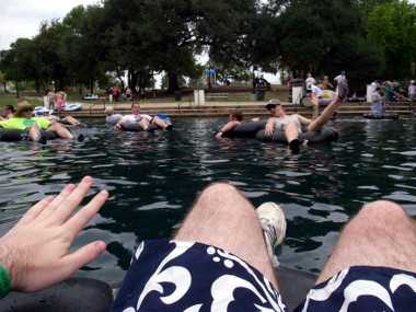Tubing on the Comal River in New Braunfels, Texas, the day before Matthew and Beth's wedding