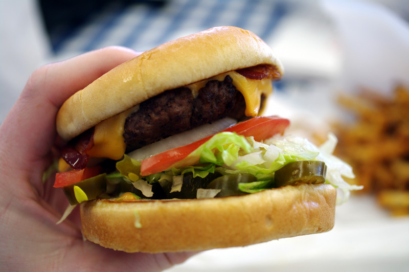 Mighty Fine Jr. Bacon Cheeseburger with Jalapenos