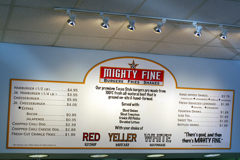 Mighty Fine Burgers Menu