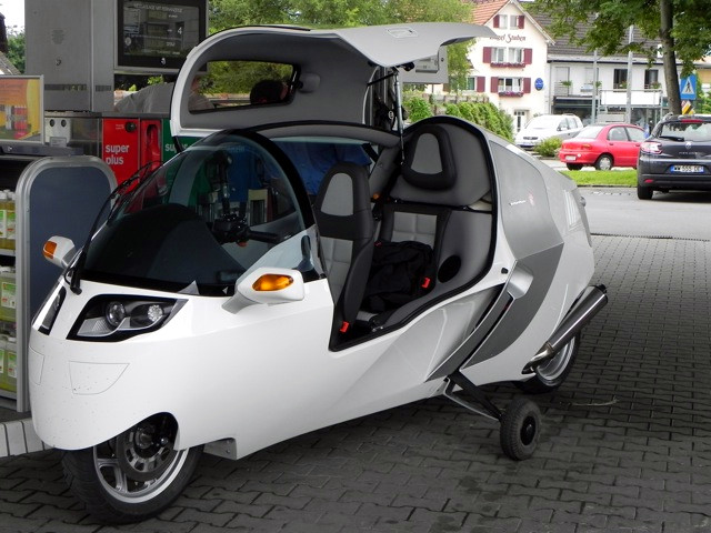 White MonoTracer with its gullwing door open
