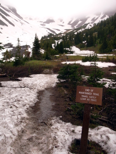 The end of the Glacier Basin trail at Mt. Rainier National Park