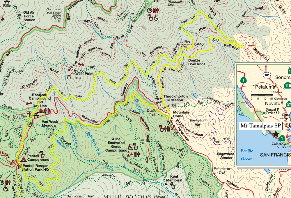 Mt Tamalpais State Park loop map