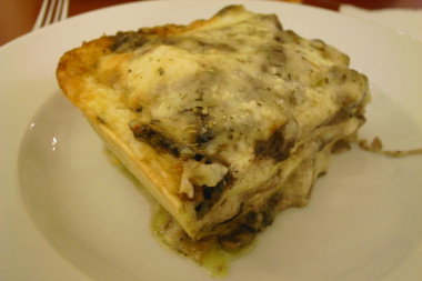 Mushroom lasagna plated