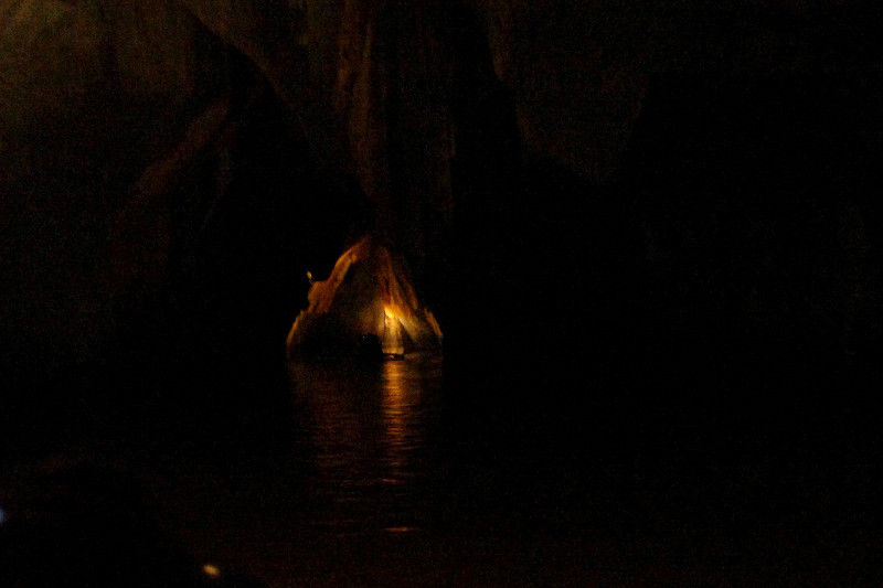 palawan subterranean river national park light ahead in cave