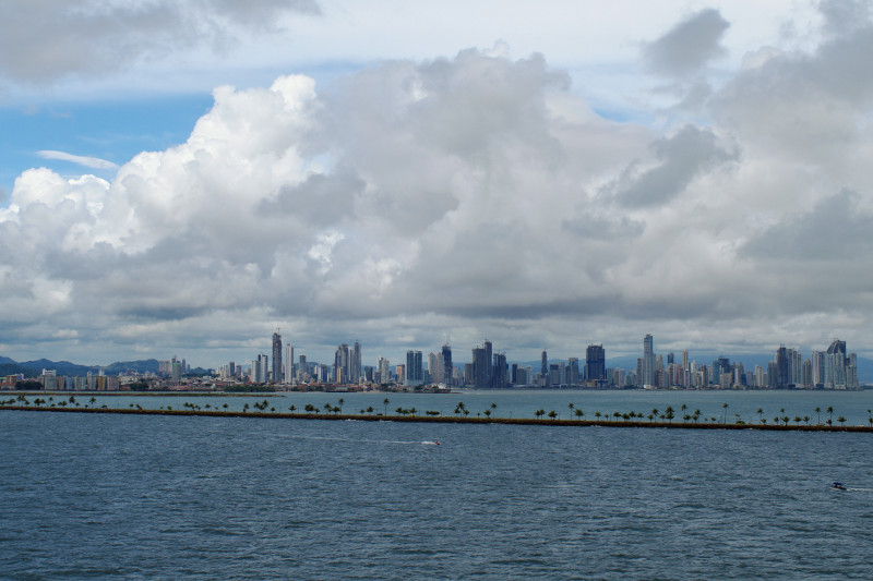 Panama City, with the causeway to Flamingo Island in the foreground