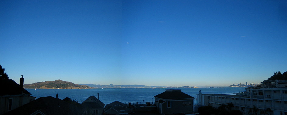 The panoramic view from my desk, in Sausalito, CA