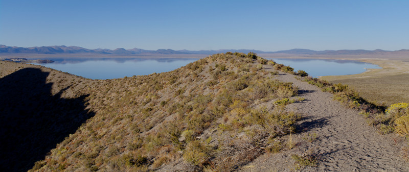 Panoramic view of Mono Lake from the rim of Panum Crater