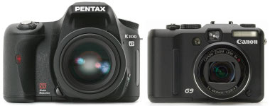 Pentax K100D vs Canon PowerShot G9