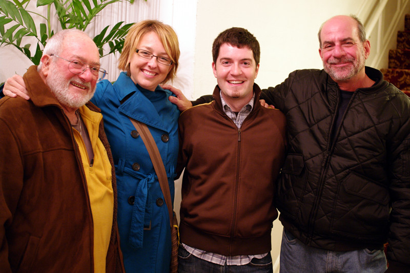 Stephanie and Justin (center) with her Great/Half Uncle Peter (left) and his partner Steve (right)