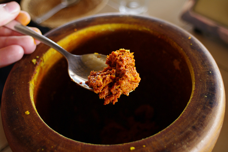 Handmade Cambodian 'kroeung' or curry paste