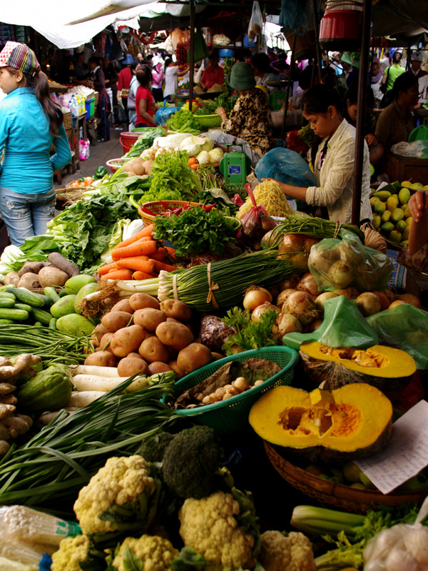 Vegetable for sale at market in Phnom Penh, Cambodia