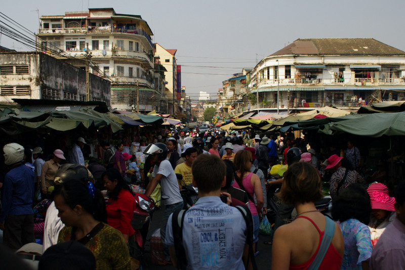 View of a market in Phnom Penh, Cambodia