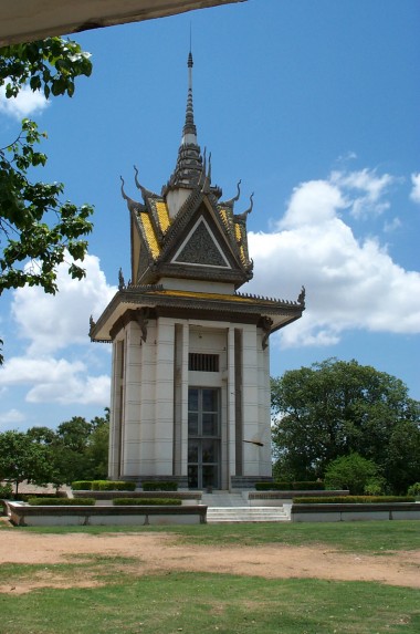 Commemorative Stupa filled with skulls excavated from the Killing Fields