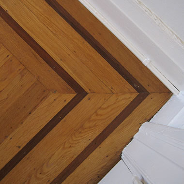 Pine Street apartment hardwood detailing close up