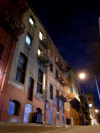 Quincy St behind Chinatown at night