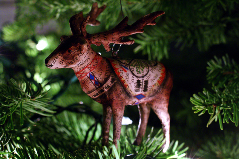 Reindeer paper mache ornament
