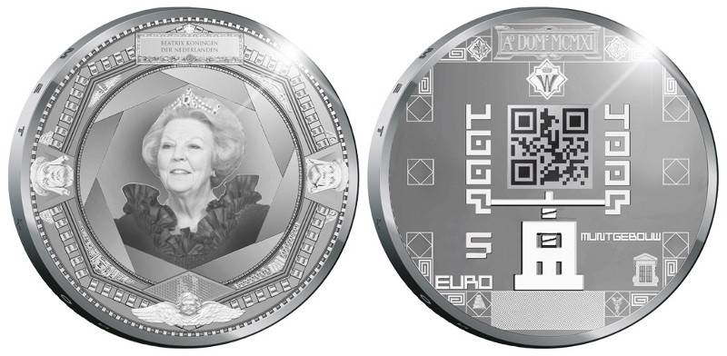 Royal Dutch Mint 2011 Commemorative Fiver (design) with QR Code