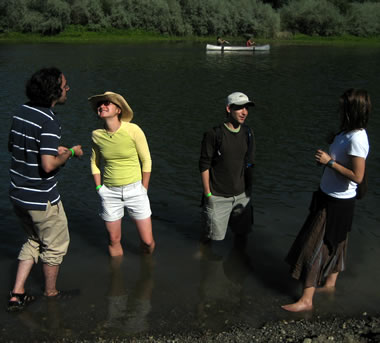 Casey, Andrew, and friends in the Russian River