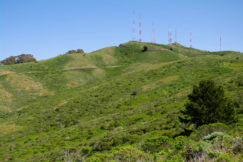 San Bruno Mountain peak with antennas