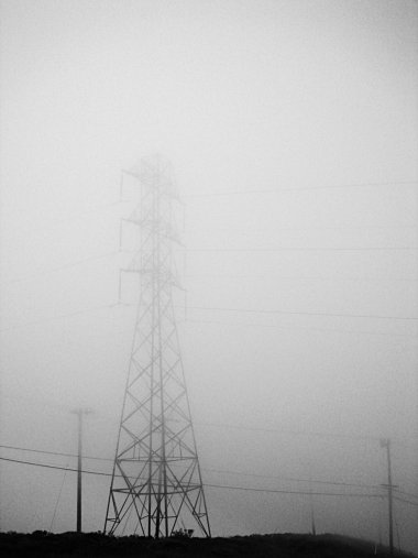 San Bruno Mountain State Park power lines in the fog