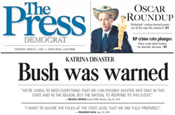 Santa Rosa Press Democrat March 2, 2006 Front Page: Bush was Warned