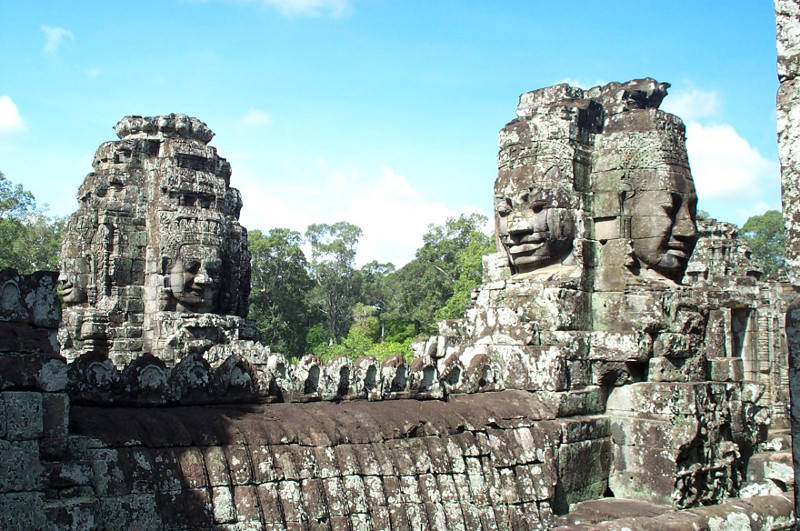 Buddha and/or Jayavarman VII faces in the Bayon temple at Angkor Thom