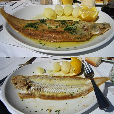 Sole meuniere, before and after