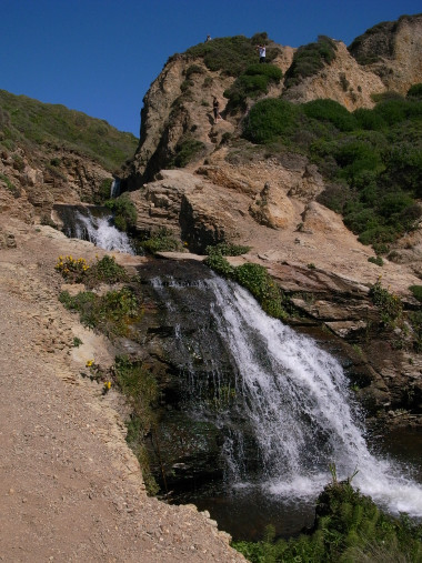 Looking up at the first three stages of the Alamere Falls